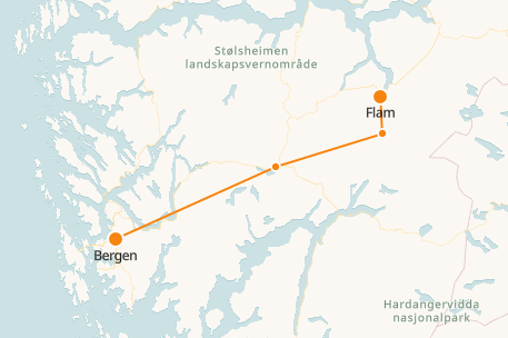 Bergen to Flam Train Map