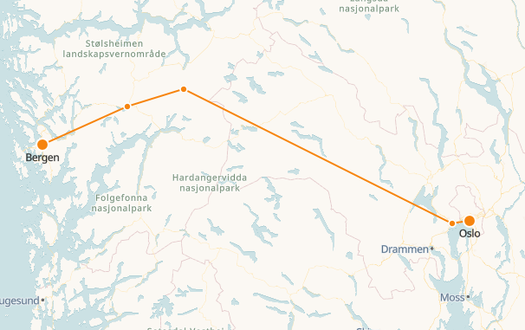 Bergen to Oslo Train Map