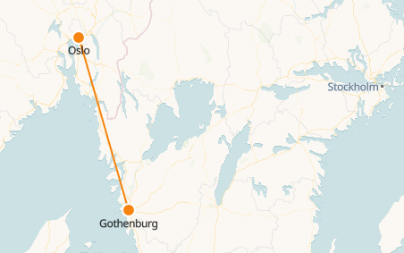 Oslo to Gothenburg Train Map