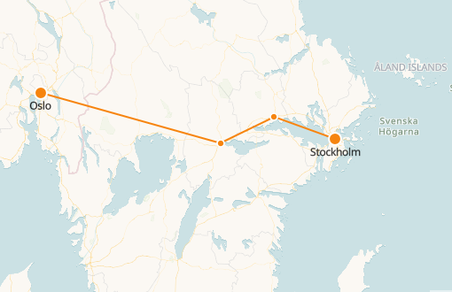 Stockholm to Oslo Train Map