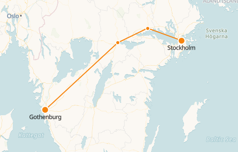 Gothenburg to Stockholm Train Map